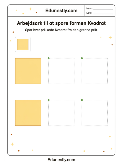 Arbejdsark til at spore formen Kvadrat