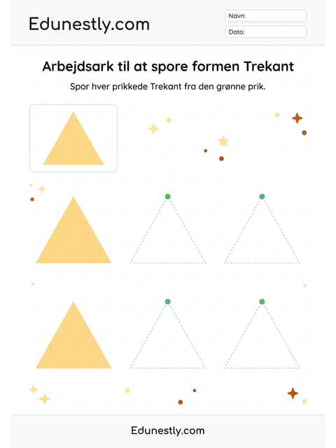 Arbejdsark til at spore formen Trekant