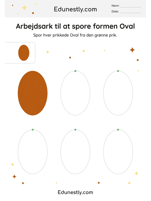 Arbejdsark til at spore formen Oval