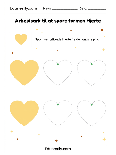 Arbejdsark til at spore formen Hjerte