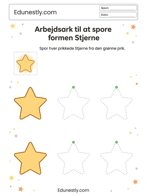 Arbejdsark til at spore formen Stjerne