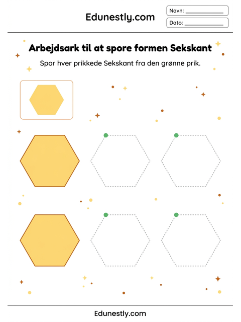 Arbejdsark til at spore formen Sekskant