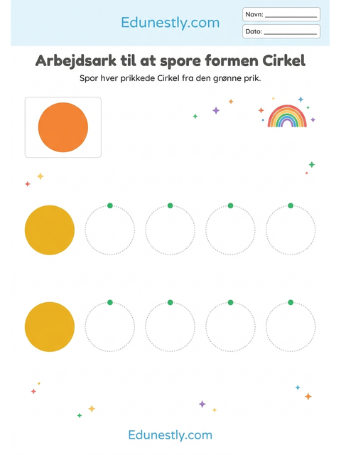 Arbejdsark til at spore formen Cirkel