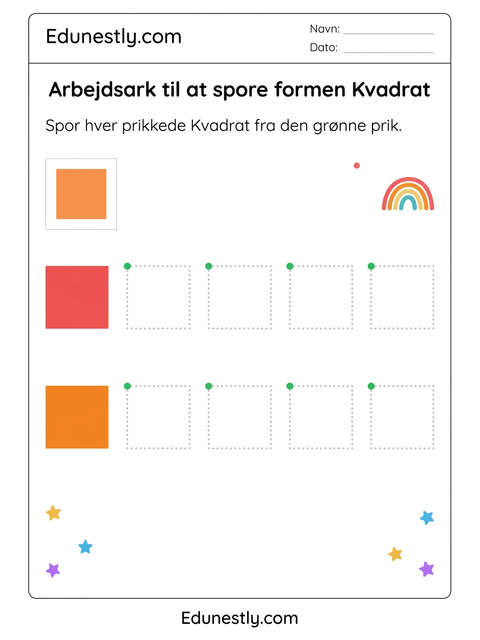 Arbejdsark til at spore formen Kvadrat