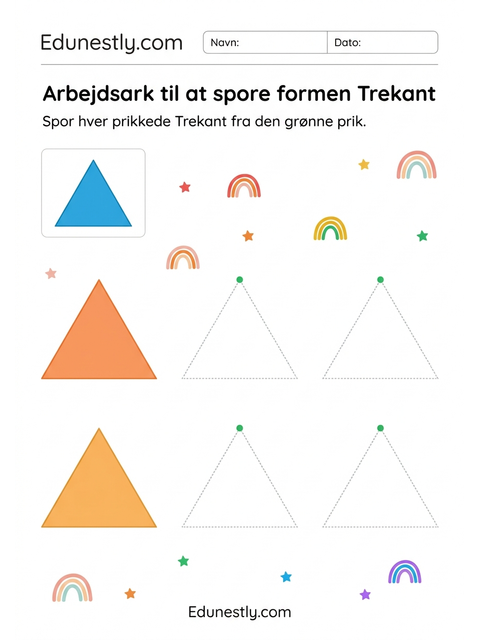 Arbejdsark til at spore formen Trekant