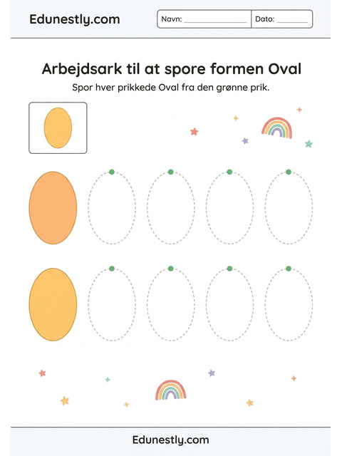 Arbejdsark til at spore formen Oval