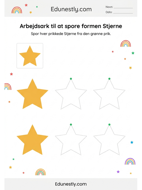 Arbejdsark til at spore formen Stjerne