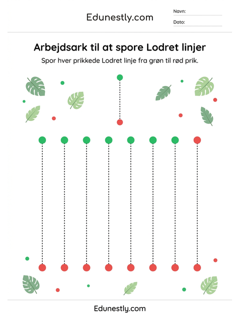 Arbejdsark til at spore Lodret linjer