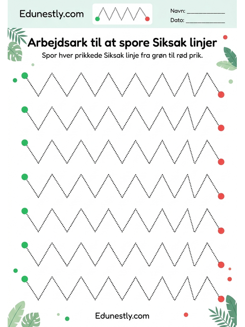 Arbejdsark til at spore Siksak linjer