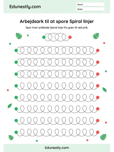 Arbejdsark til at spore Spiral linjer