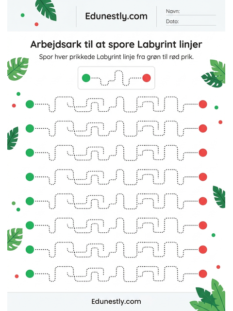 Arbejdsark til at spore Labyrint linjer
