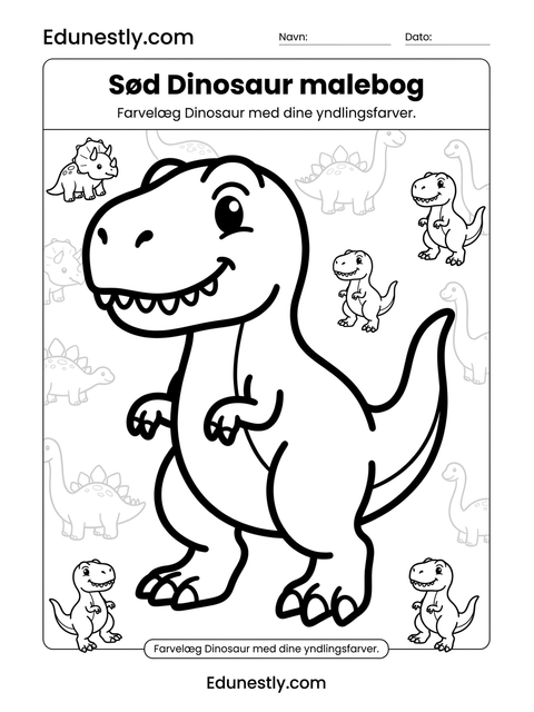Sød Dinosaur malebog