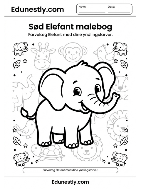 Sød Elefant malebog