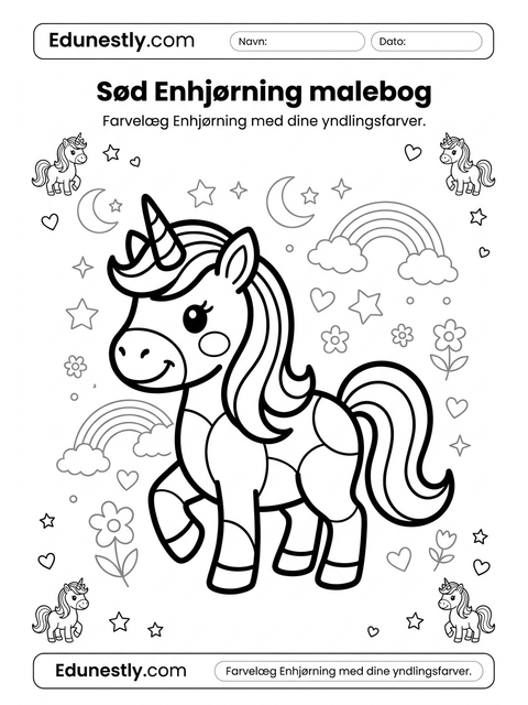 Sød Enhjørning malebog