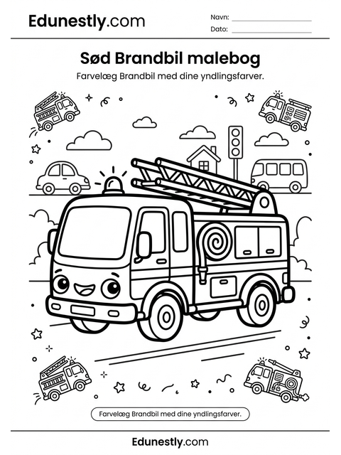 Sød Brandbil malebog