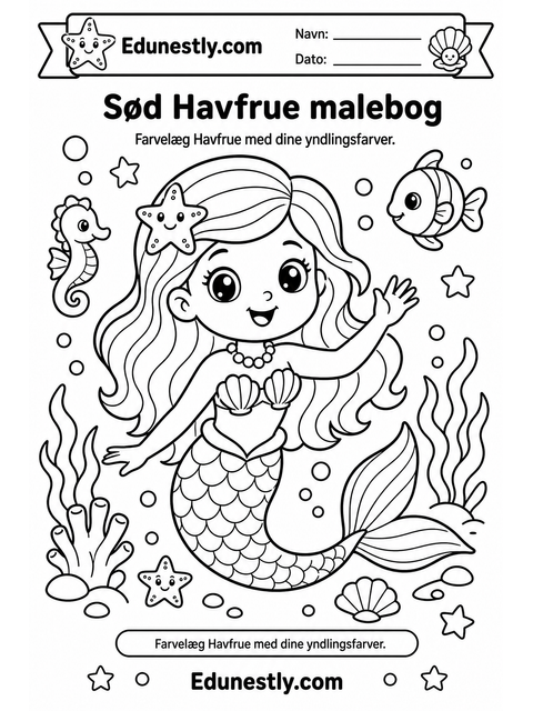 Sød Havfrue malebog