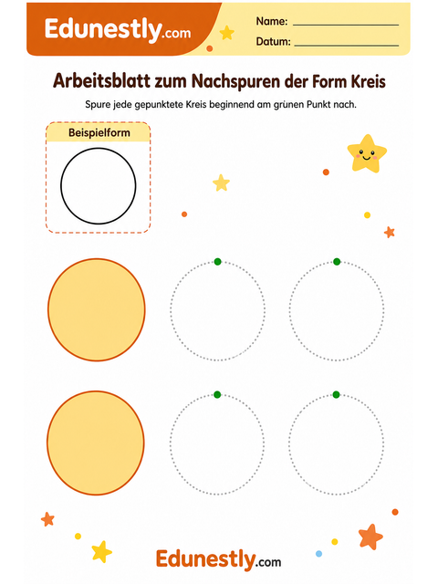 Arbeitsblatt zum Nachspuren der Form Kreis