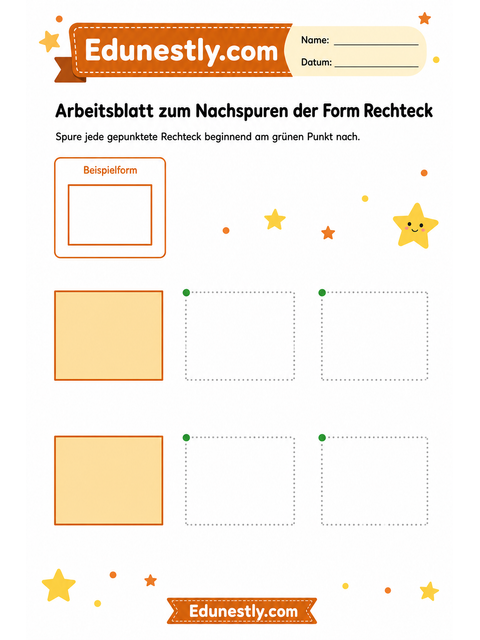 Arbeitsblatt zum Nachspuren der Form Rechteck
