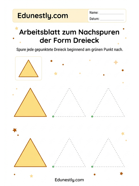Arbeitsblatt zum Nachspuren der Form Dreieck