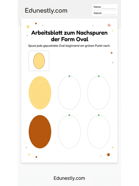 Arbeitsblatt zum Nachspuren der Form Oval