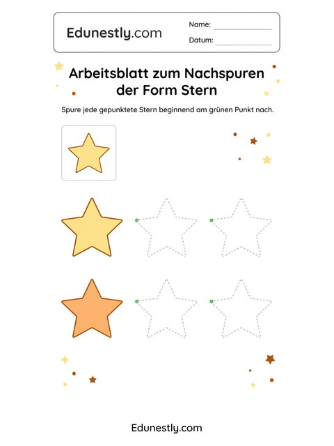 Arbeitsblatt zum Nachspuren der Form Stern