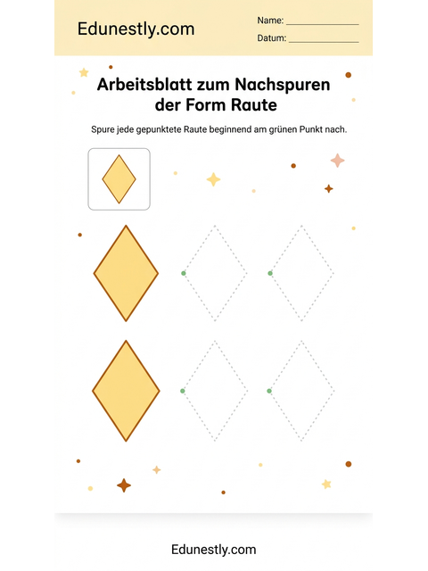 Arbeitsblatt zum Nachspuren der Form Raute