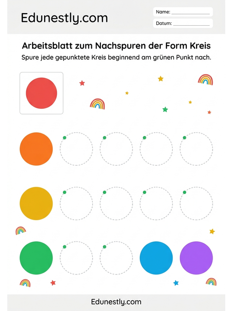 Arbeitsblatt zum Nachspuren der Form Kreis