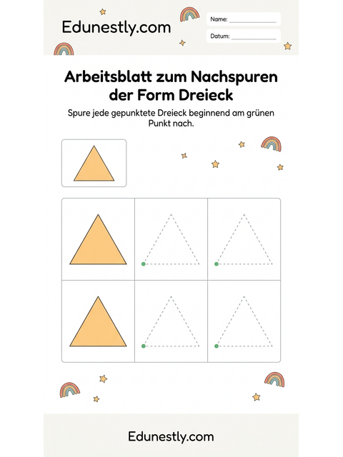 Arbeitsblatt zum Nachspuren der Form Dreieck