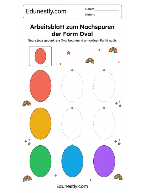 Arbeitsblatt zum Nachspuren der Form Oval