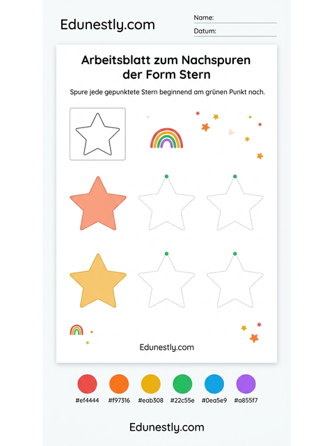 Arbeitsblatt zum Nachspuren der Form Stern