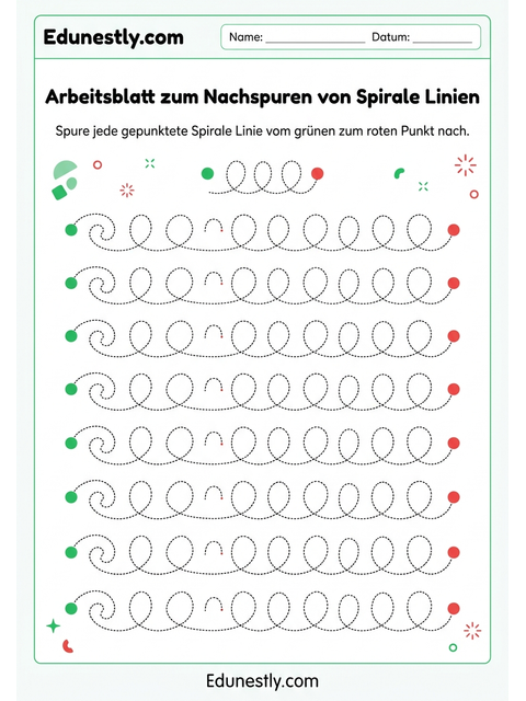 Arbeitsblatt zum Nachspuren von Spirale Linien