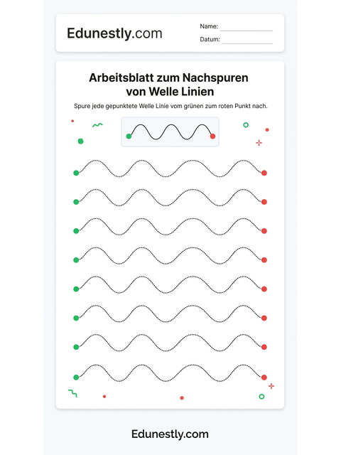 Arbeitsblatt zum Nachspuren von Welle Linien