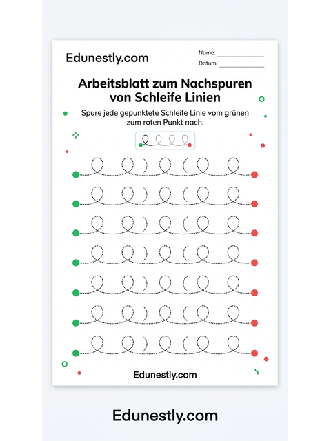 Arbeitsblatt zum Nachspuren von Schleife Linien