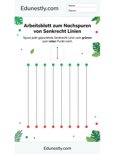Arbeitsblatt zum Nachspuren von Senkrecht Linien