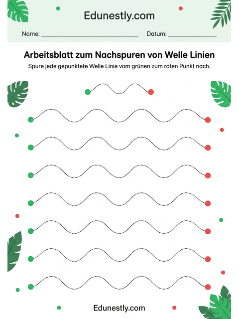 Arbeitsblatt zum Nachspuren von Welle Linien
