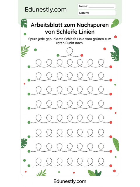Arbeitsblatt zum Nachspuren von Schleife Linien