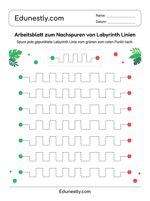Arbeitsblatt zum Nachspuren von Labyrinth Linien