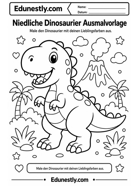 Niedliche Dinosaurier Ausmalvorlage