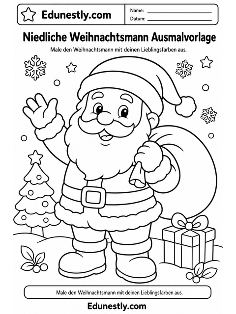 Niedliche Weihnachtsmann Ausmalvorlage