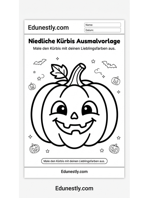 Niedliche Kürbis Ausmalvorlage