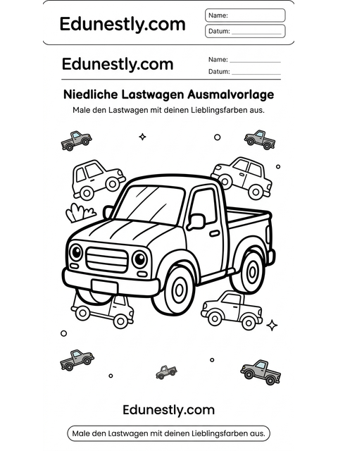 Niedliche Lastwagen Ausmalvorlage