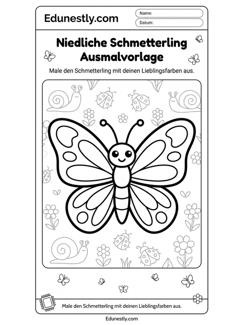 Niedliche Schmetterling Ausmalvorlage