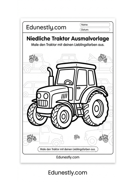 Niedliche Traktor Ausmalvorlage
