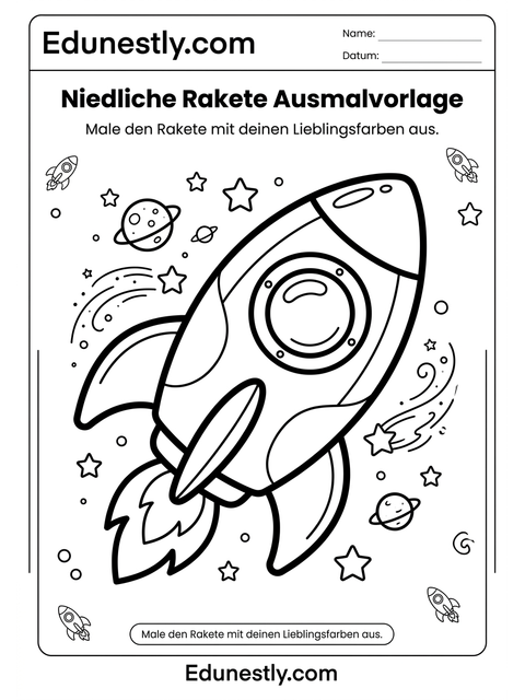 Niedliche Rakete Ausmalvorlage