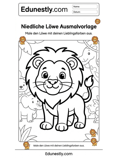 Niedliche Löwe Ausmalvorlage