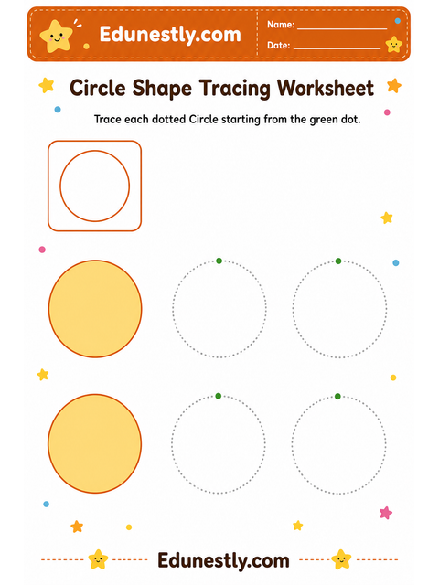 Circle Shape Tracing Worksheet
