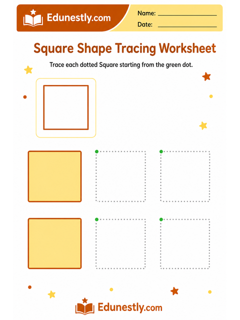 Square Shape Tracing Worksheet
