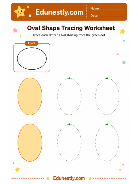 Oval Shape Tracing Worksheet