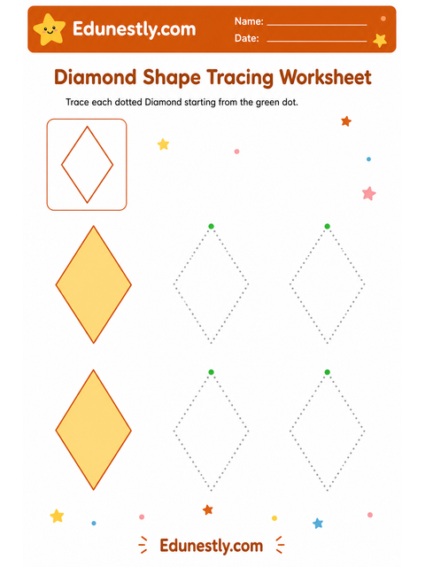 Diamond Shape Tracing Worksheet