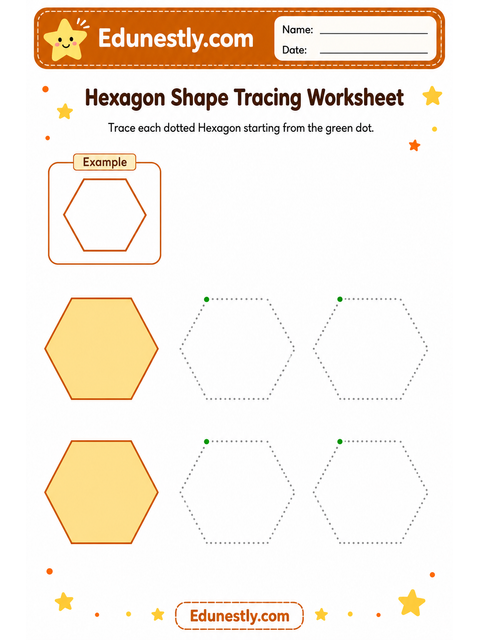 Hexagon Shape Tracing Worksheet